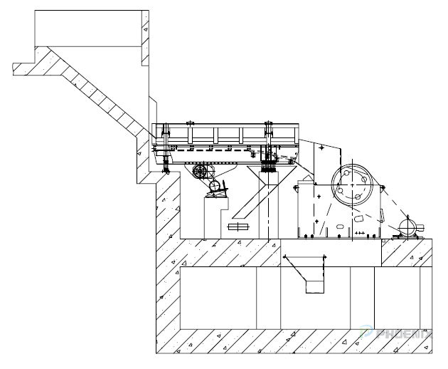 Installation sketch of head-breaking unit